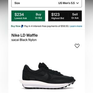 Nike LD waffle sacai black nylon